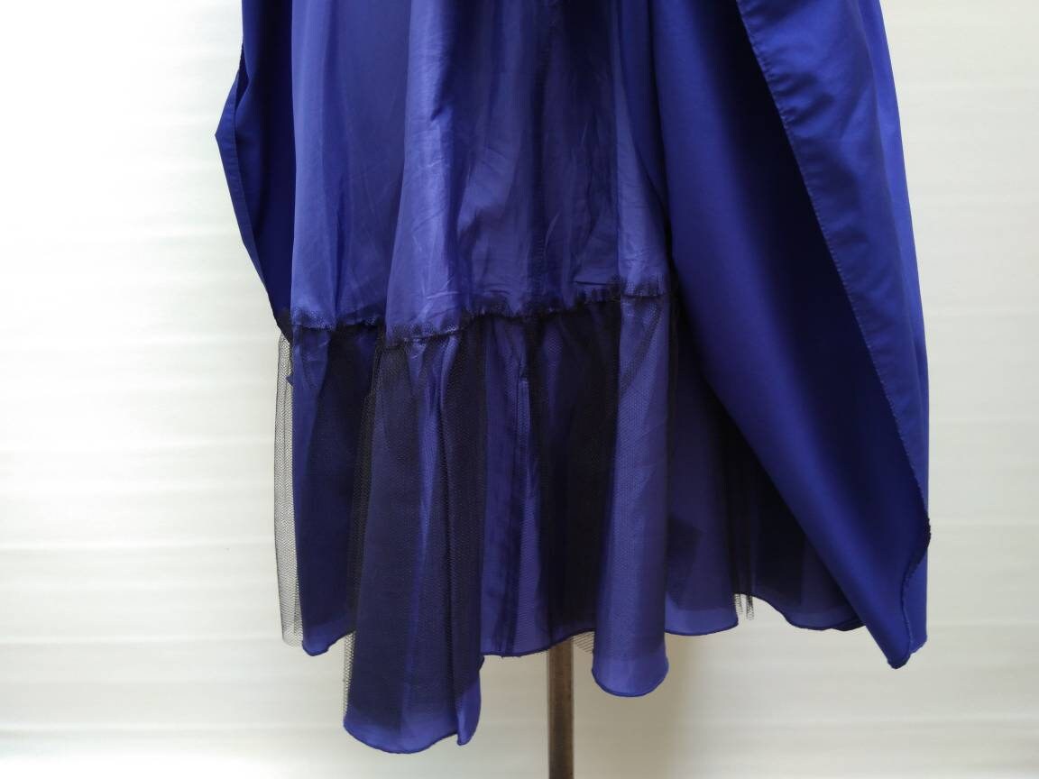 VERA MONT vintage 80s electric blue strapless taffeta party dress ...