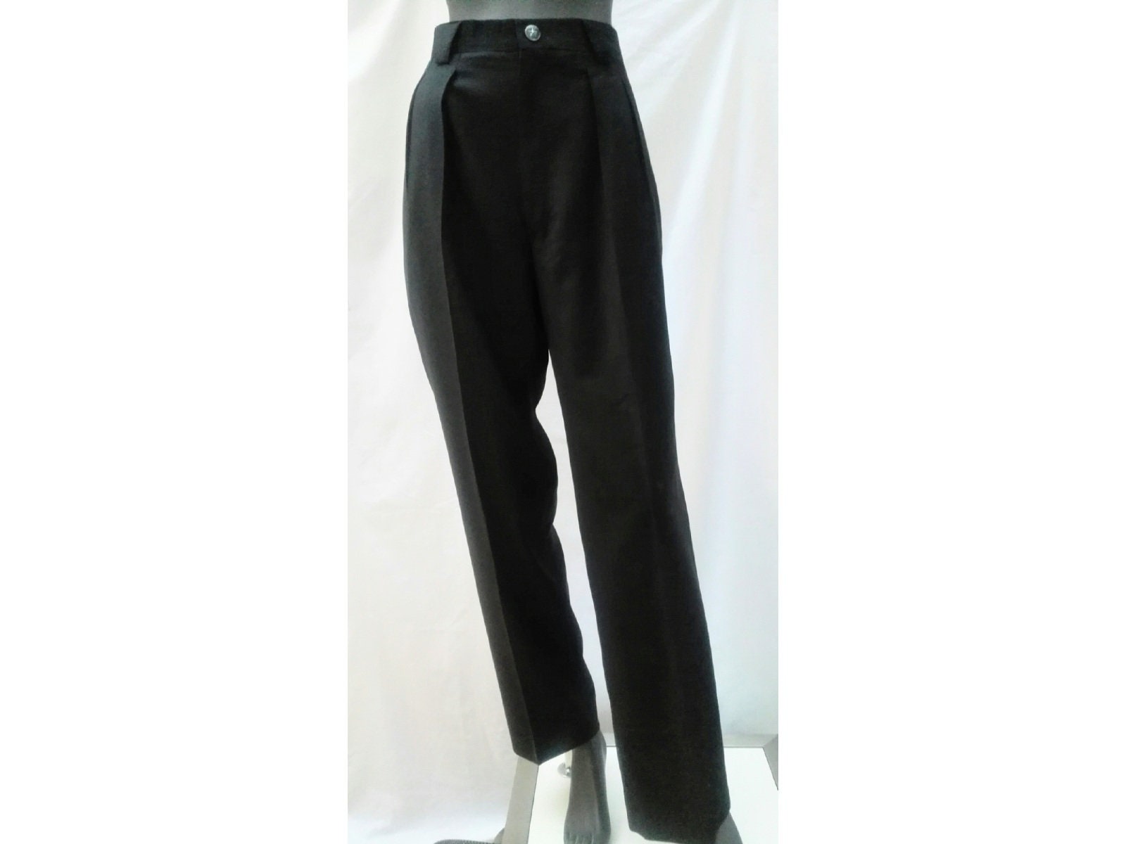THIERRY MUGLER vintage 80s high waist black wool pants
