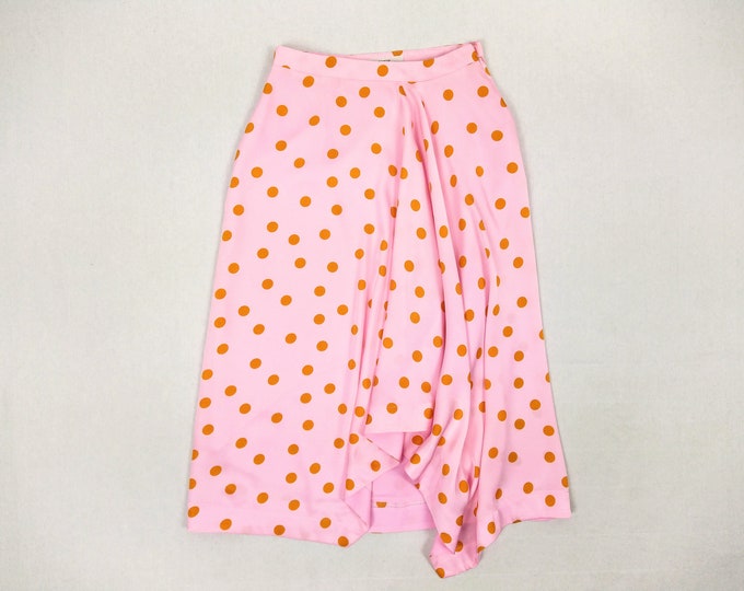 GESTUZ pre-owned pink and orange polka dot asymmetric skirt