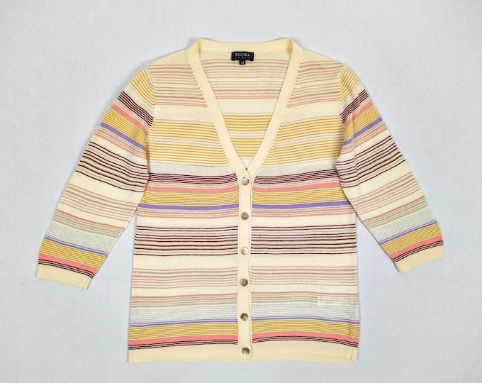 ESCADA SPORT pre-owned multicolor striped cotton knit cardigan