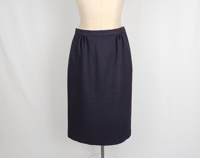 CHRISTIAN DIOR 80s vintage purple wool pegged midi skirt