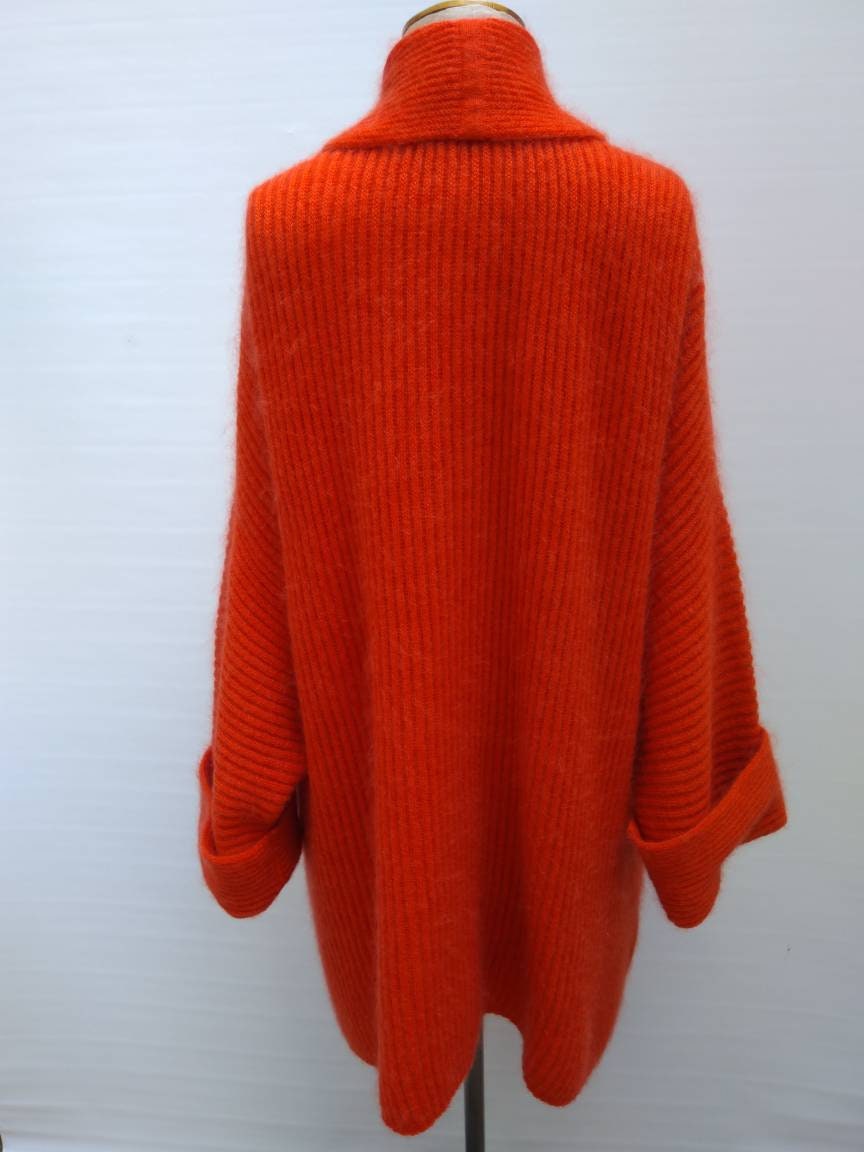 ESCADA MARGARETHA LEY vintage 80s red mohair wool knit sweater coat