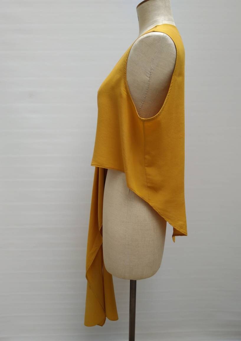 EMPORIO ARMANI vintage 80s mustard silk wrap blouse