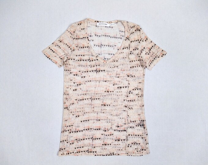 ISABEL MARANT ETOILE pre-owned coral brown abstract print linen t-shirt