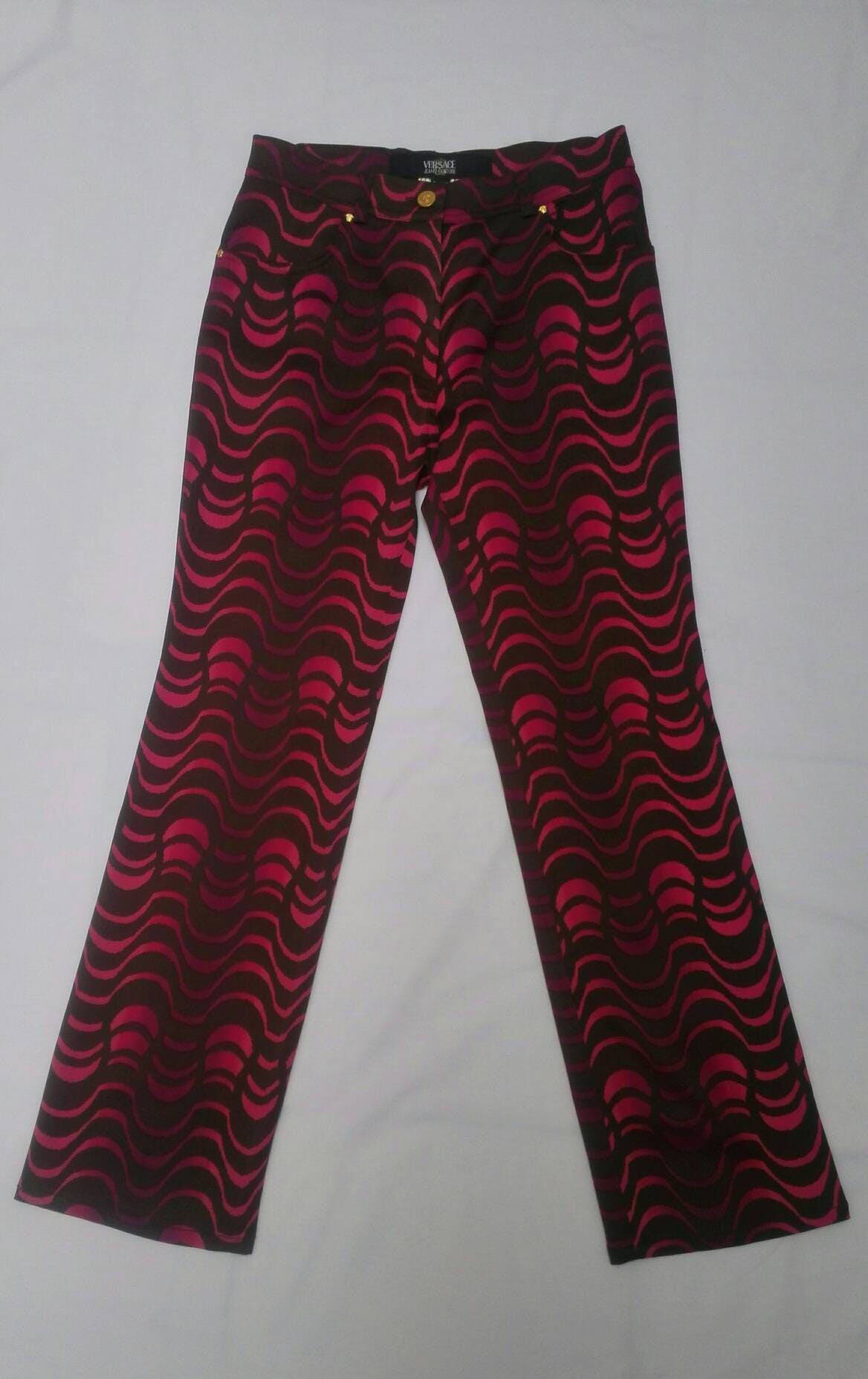 VERSACE JEANS COUTURE vintage 90s psychedelic print stretch pants