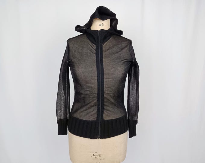 SABOTAGE vintage 90s sheer hooded jacket