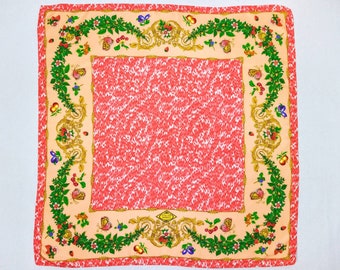 VERSACE ATELIER vintage 90s berries butterflies print silk twill square scarf