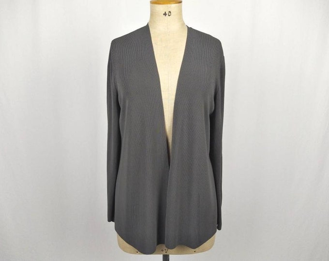 ESCADA vintage 90s slate grey open front rayon cardigan