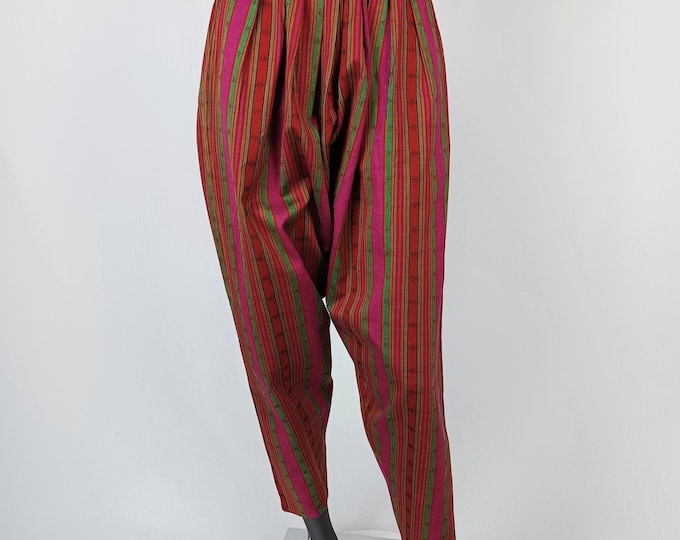 KENZO vintage 80s striped jacquard cotton harem pants