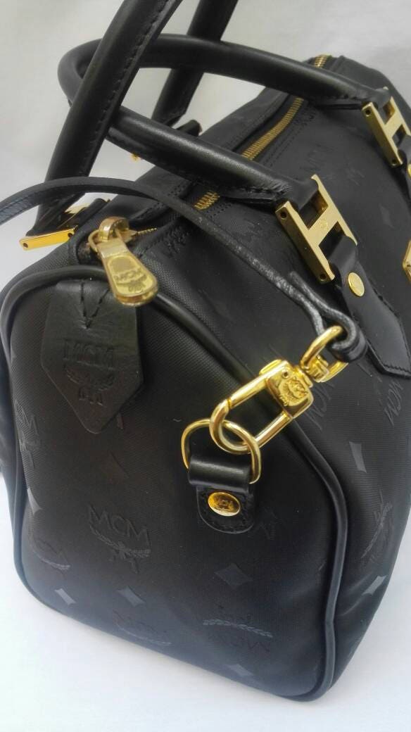 MCM vintage 90s black monogram handbag / Boston speedy bag