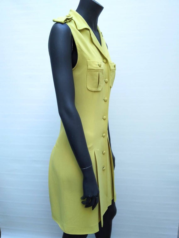 MOSCHINO COUTURE vintage 90s yellow crepe fitted … - image 3