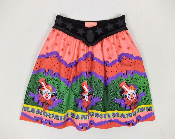 MANOUSH pre-owned circus clown print silk full skirt