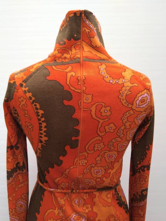 LEONARD vintage early 70s orange psychedelic prin… - image 5