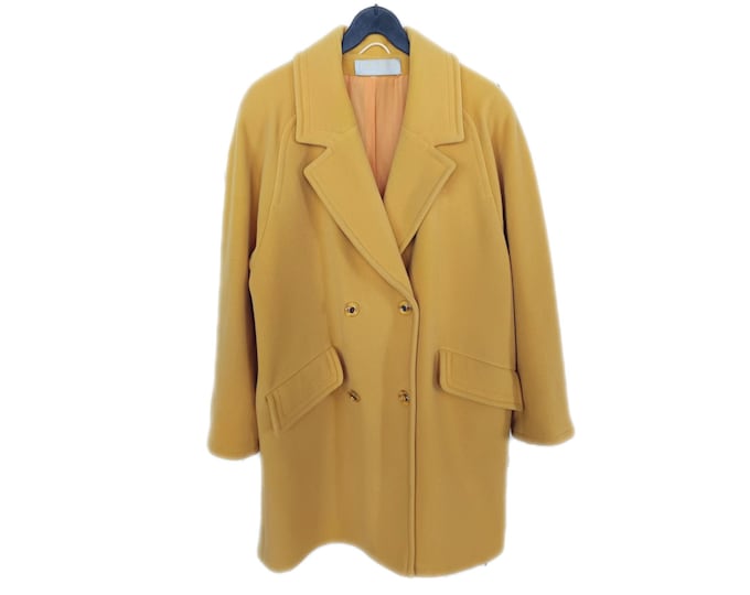 TED LAPIDUS vintage 80s yellow oversized wool coat