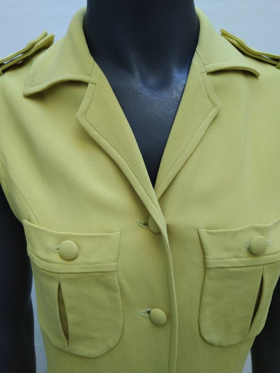 MOSCHINO COUTURE vintage 90s yellow crepe fitted … - image 5