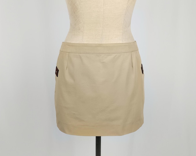 CELINE vintage khaki canvas pocketed mini skirt