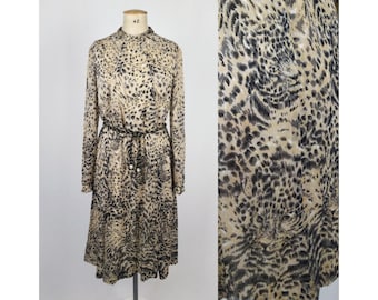 TISSUS LEONARD PARIS vintage 70s leopard print jersey dress