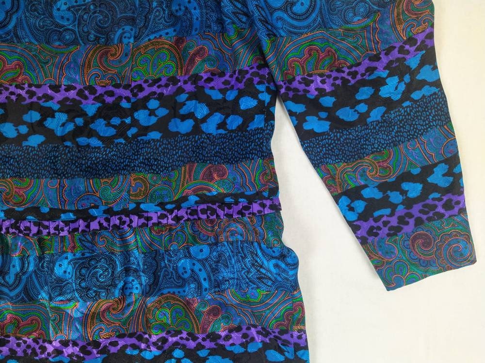 LOUIS FERAUD Vintage 80s Multi Pattern Jacquard Silk Dress - Etsy