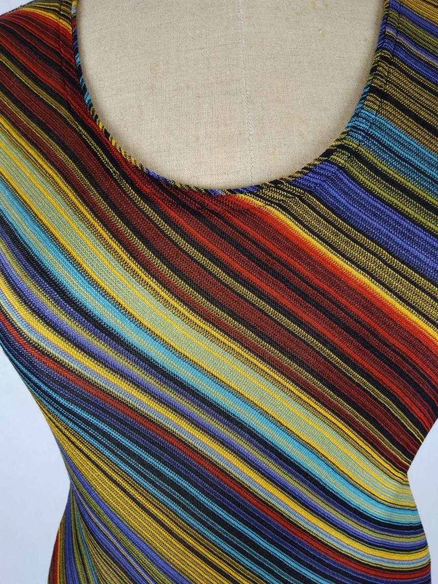 MISSONI vintage multicolor diagonal stripe knit top