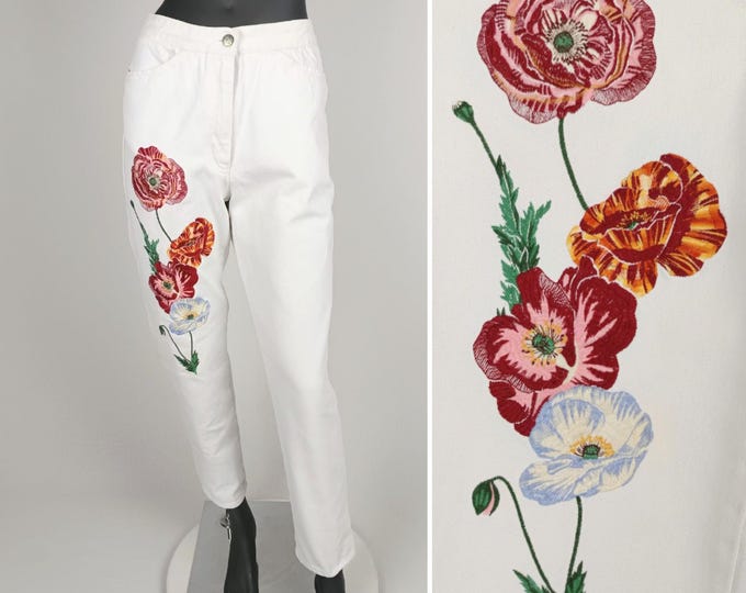 KENZO JEANS vintage 80s embroidered high waist jeans