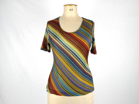 MISSONI vintage multicolor diagonal stripe knit to