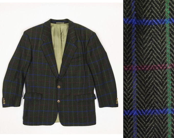 HOGO BOSS vintage 90s green black herringbone wool cashmere sport jacket