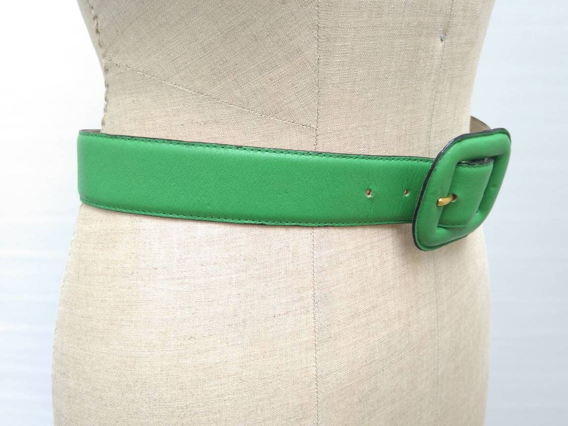 YVES SAINT LAURENT vintage 80s grass green leather belt