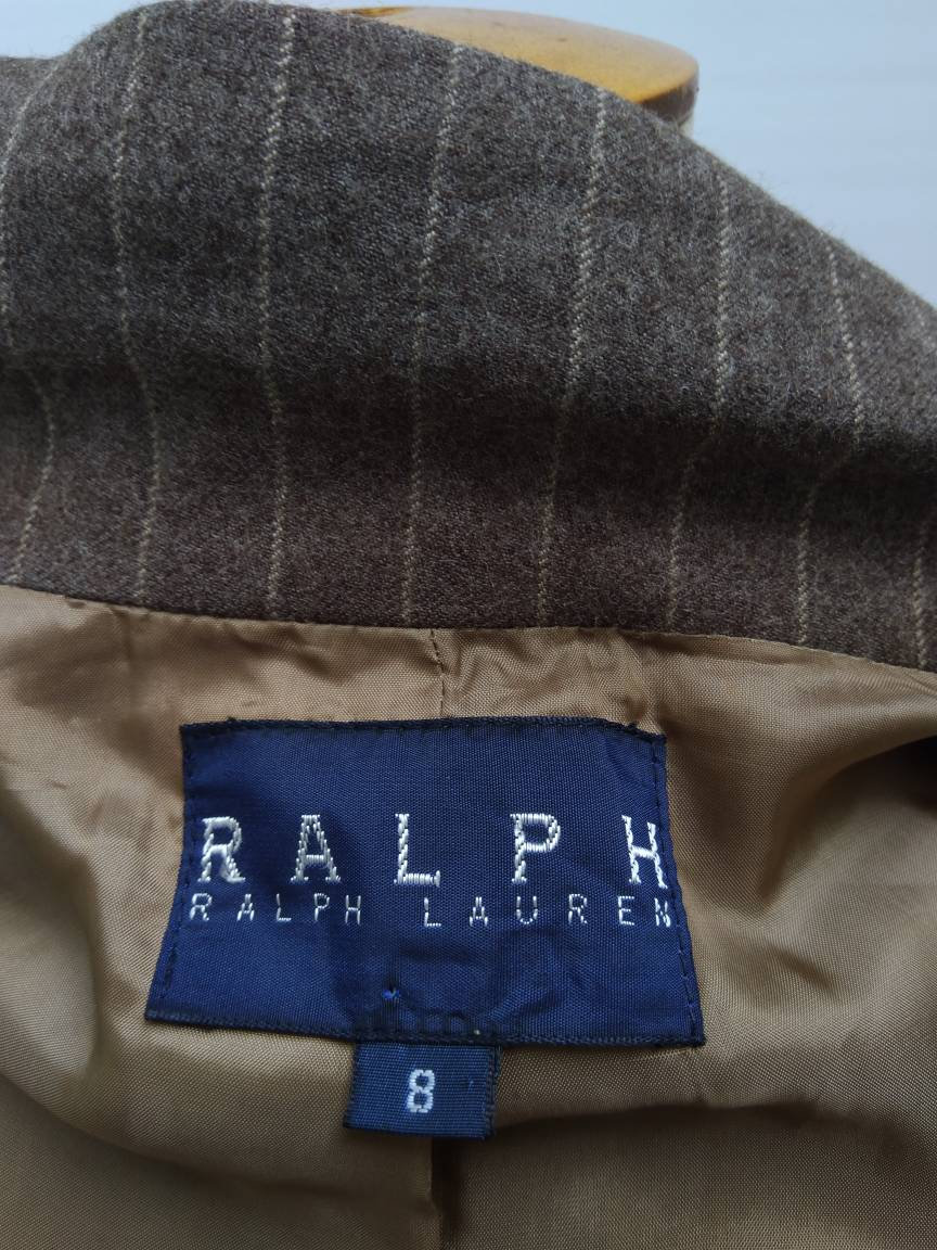 RALPH by RALPH LAUREN vintage 90s toffee brown pinstripe wool double ...