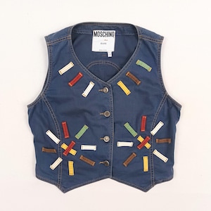 MOSCHINO JEANS vintage 90s cotton belt loop vest gilet