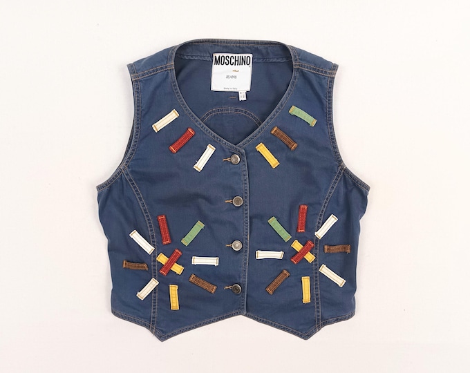 MOSCHINO JEANS vintage 90s cotton belt loop vest gilet