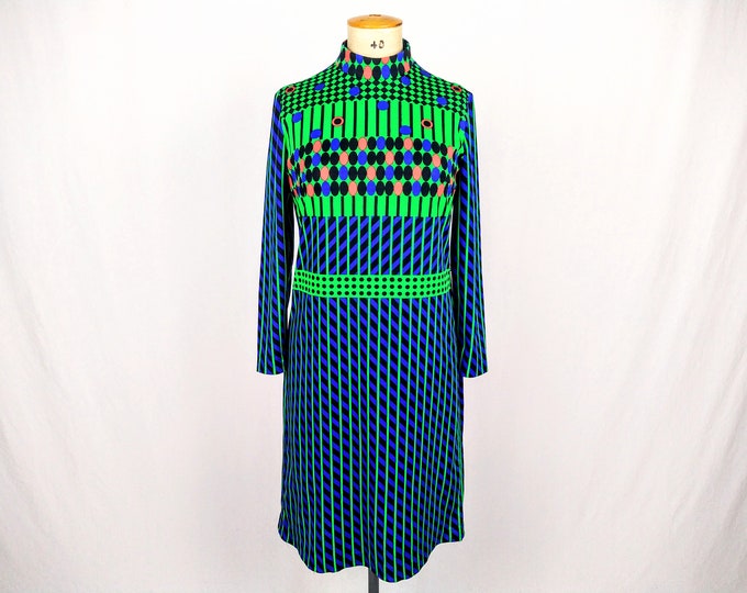 60s vintage bold geometric print MOD dress Italmodell Borelli