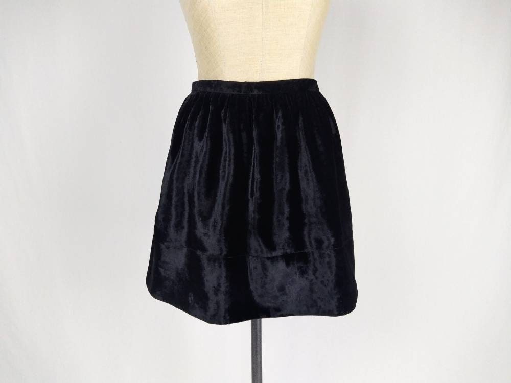 KENZO JUNGLE vintage 80s black lustrous embossed velvet skirt