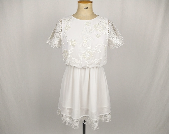 KAREN MILLEN pre-owned embroidered beaded ivory silk dress