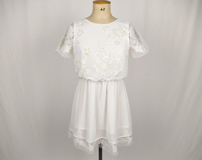 KAREN MILLEN pre-owned embroidered beaded ivory silk dress