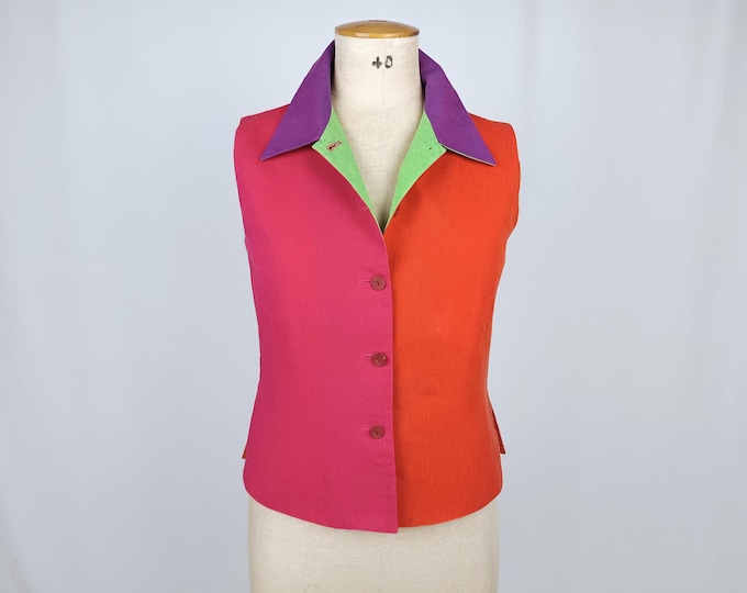 KENZO vintage 90s colorblock linen shirt vest