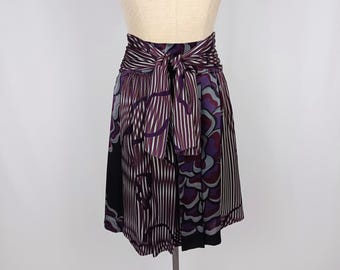 ALBERTA FERRETTI vintage 00s multi print silk satin skirt