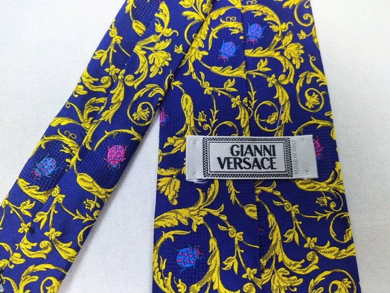 GIANNI VERSACE Vintage 90s Baroque Ladybug Pattern Silk Tie - Etsy