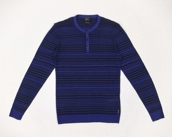 ARMANI EXCHANGE unworn men's blue/black striped linen sweater NWT