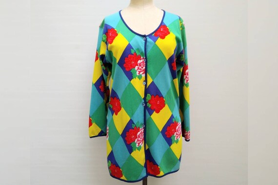 KENZO PARIS vintage 80s bold harlequin and floral