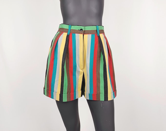 KENZO CITY vintage 80s rainbow stripe high waist shorts