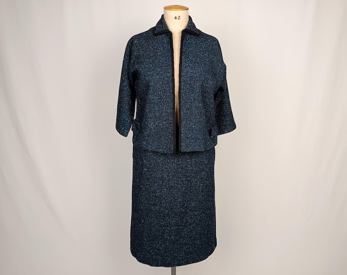 DORIS DODSON Juniors 50s vintage flecked wool tweed skirt suit