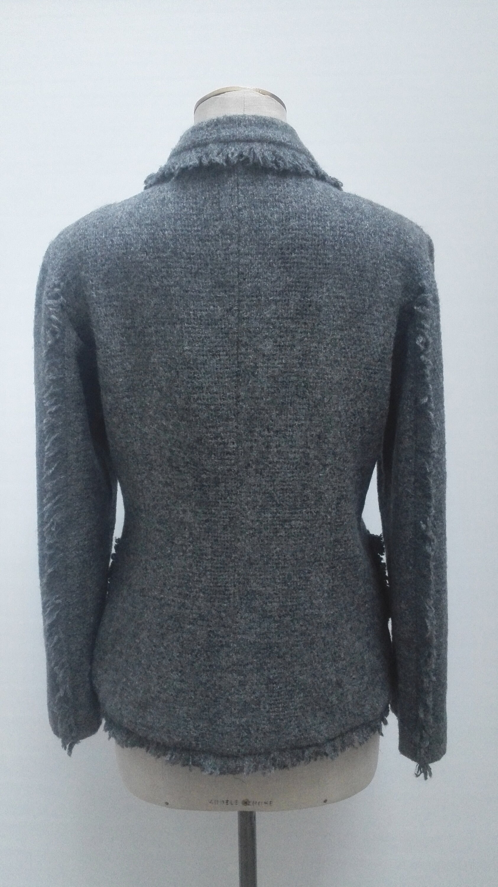 CAVALLI JEANS pre-owned freyed grey wool jacket blazer