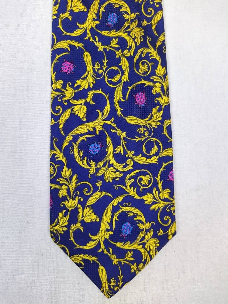 GIANNI VERSACE Vintage 90s Baroque Ladybug Pattern Silk Tie - Etsy