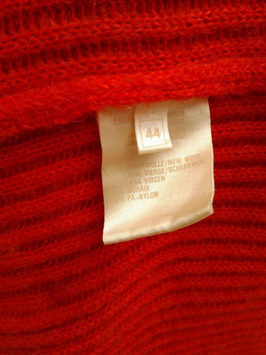 ESCADA MARGARETHA LEY vintage 80s red mohair wool knit sweater coat