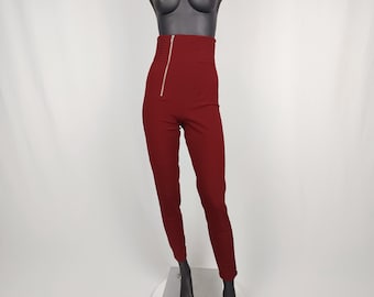 MARITHE + FRANCOIS GIRBAUD vintage 80s wine red ultra high waist stretch pants
