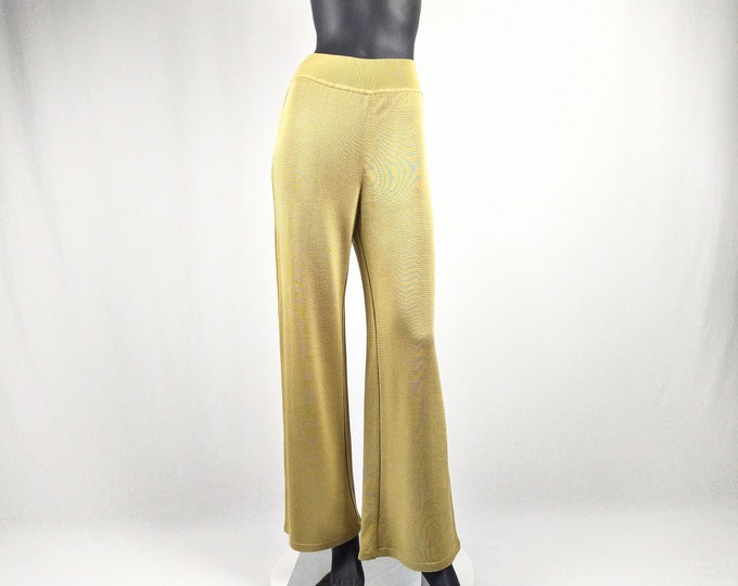 MARINA SPADAFORA vintage gold viscose / wool knit wide leg pants