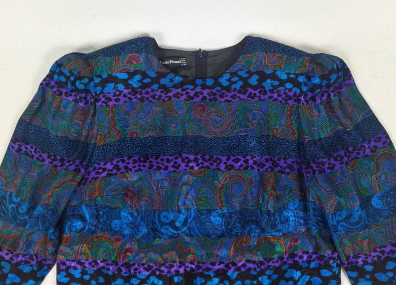 LOUIS FERAUD Vintage 80s Multi Pattern Jacquard Silk Dress - Etsy