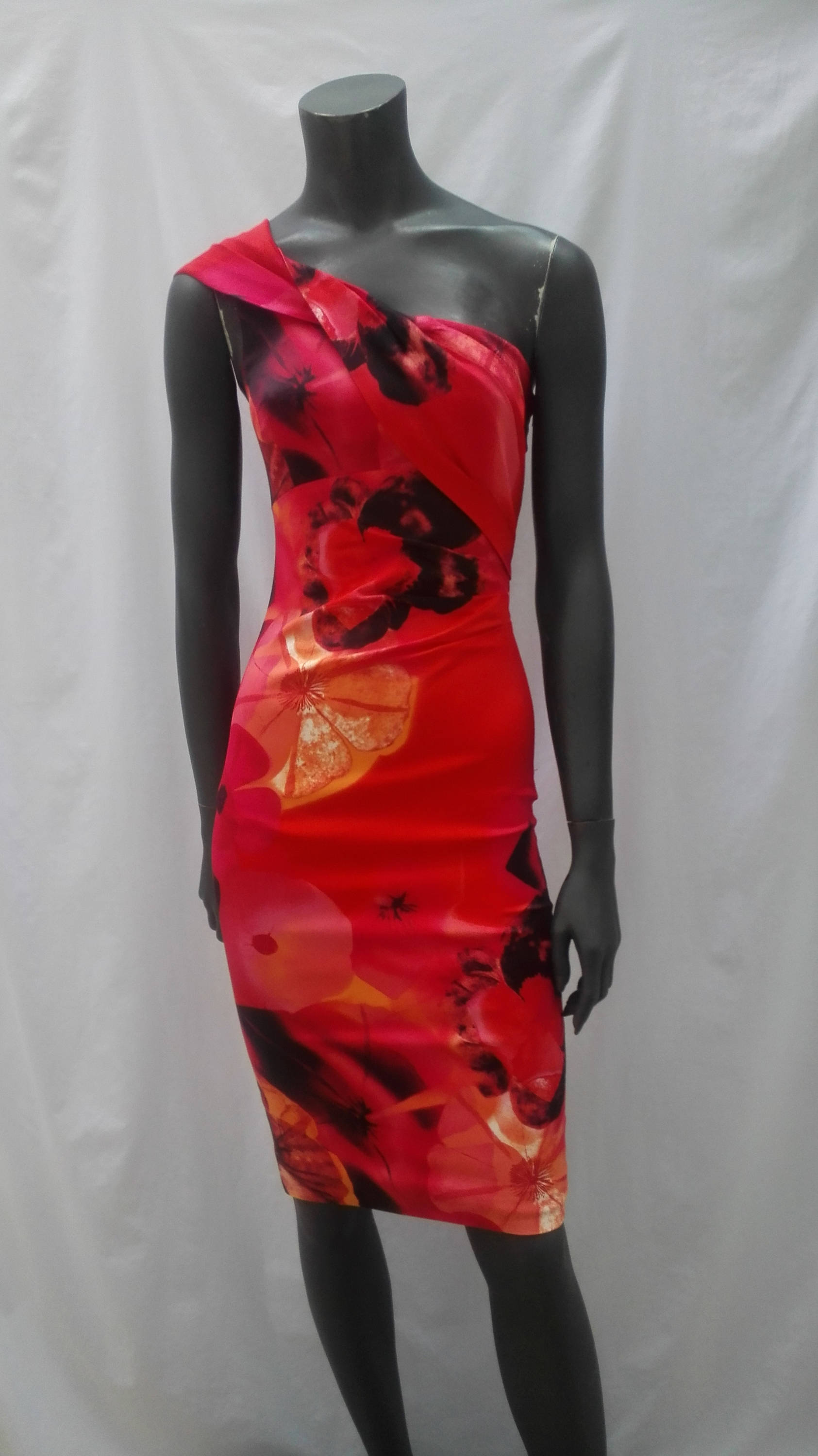 karen millen red one shoulder dress