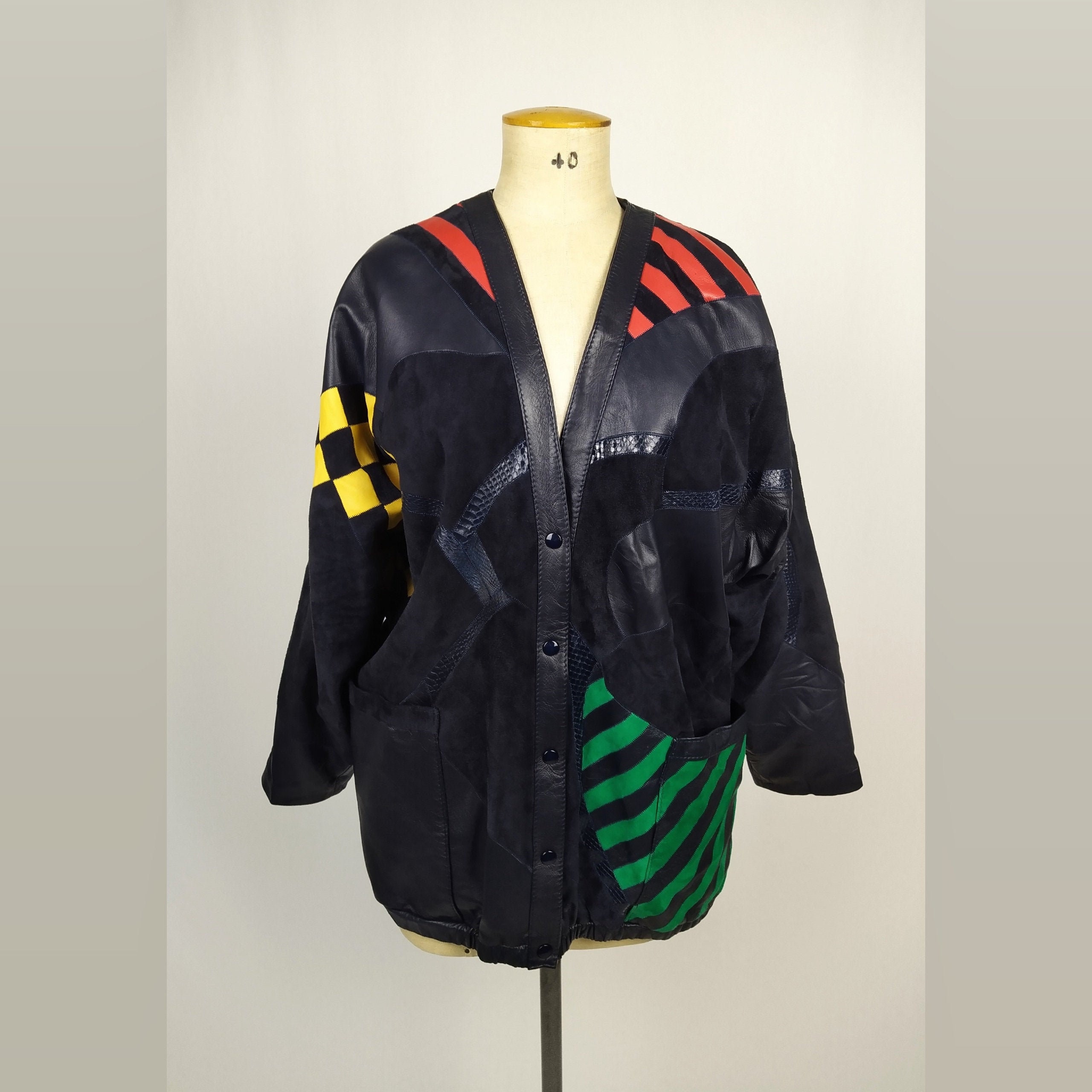 80s vintage Zaspel leather patchwork jacket