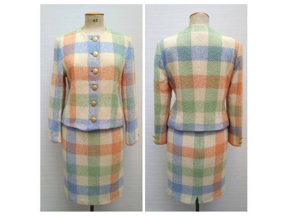 GERARD PASQUIER vintage 90s pastel plaid wool bouc